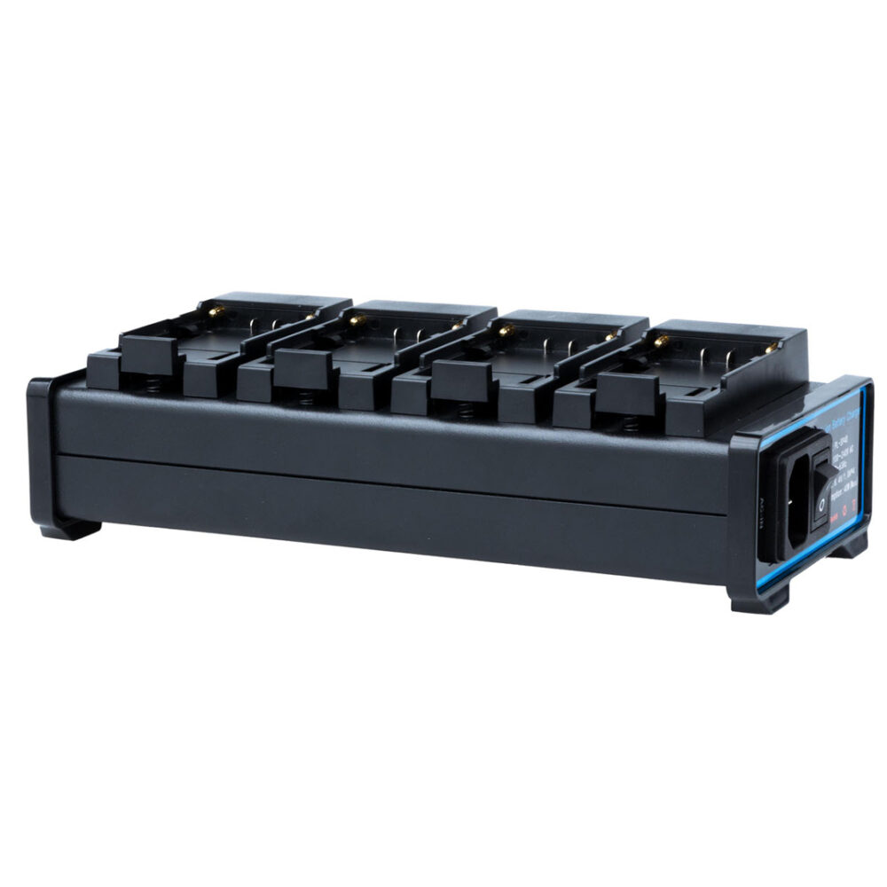 FXLION 4 channel charger for Sony NP-F & Panasonic D54 batteries