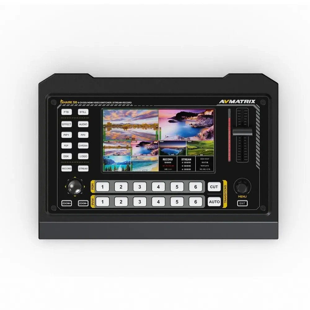 AVMATRIX Shark S6 6-ch HDMI/SDI Video Switcher with Recording and Streaming