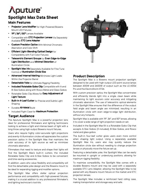 APUTURE Spotlight Max Lens KIT