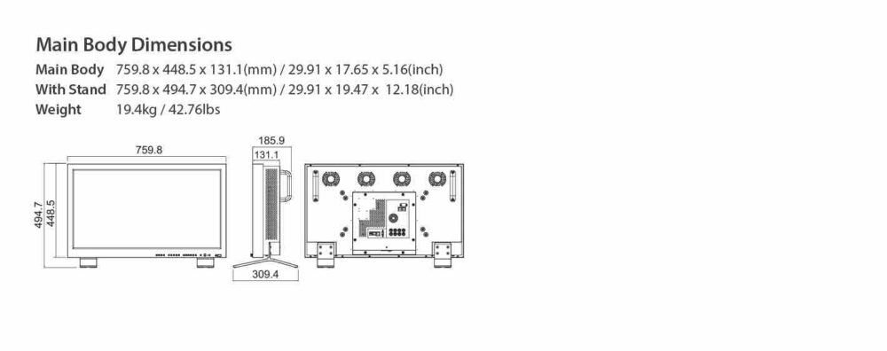 31" TVLOGIC LUM-313G DCI 4K 350nit LCD monitor
