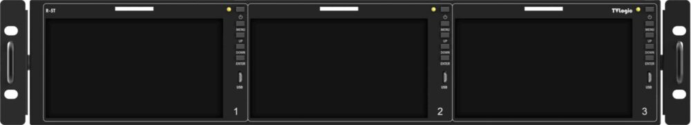 5.5” TVLOGIC R-5T triple 2RU UHD-4K ready rack mount monitor, 12G-SDI/HDMI