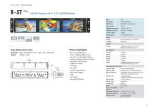 5.5” TVLOGIC R-5T triple 2RU UHD-4K ready rack mount monitor, 12G-SDI/HDMI