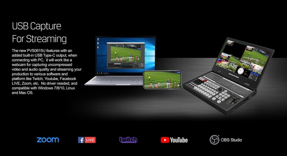 AVMATRIX PVS0615U multi-format 6 channel streaming video switcher