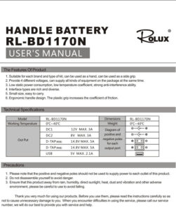 ROLUX RL-BD1170N handle battery