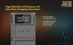 Nitecore USN3 PRO dual slot digital USB charger for Sony NP-F series batteries