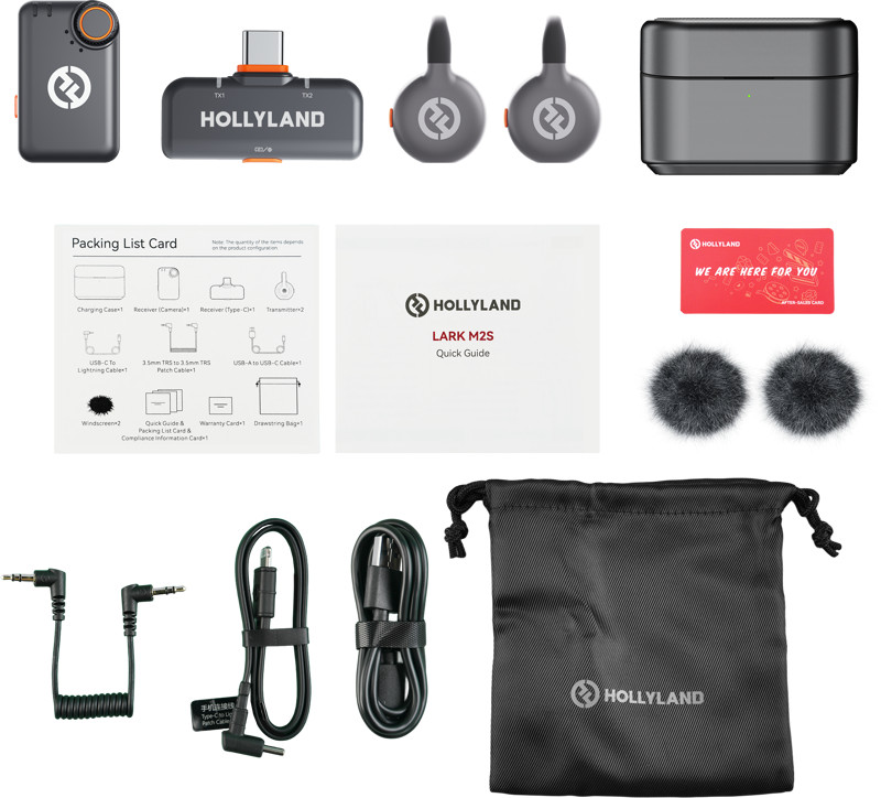 HOLLYLAND LARK M2S Combo Wireless Lavalier Microphone Combo (Space Gray)