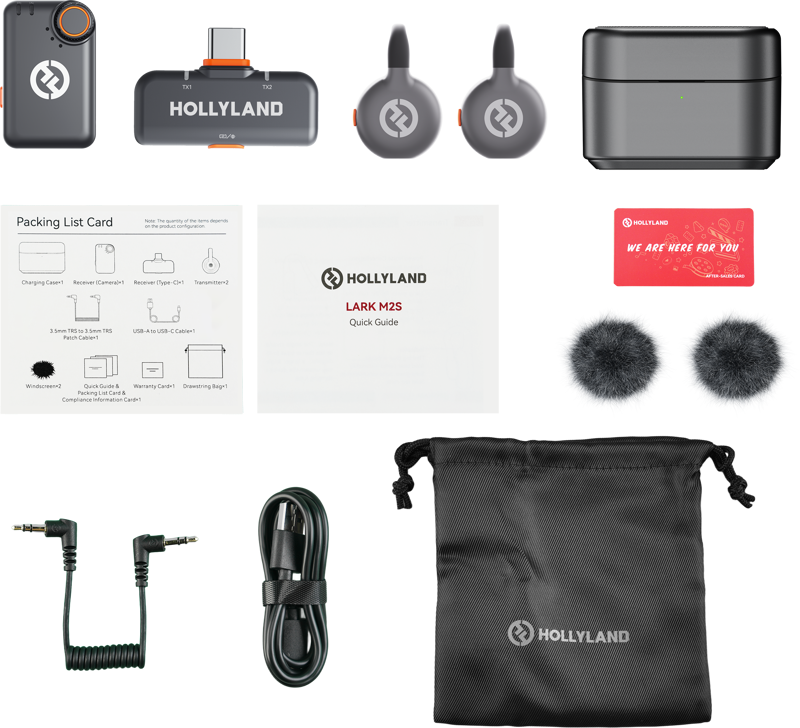 HOLLYLAND LARK M2S Mini Combo Wireless Lavalier Microphone Mini Combo (Space Gray)