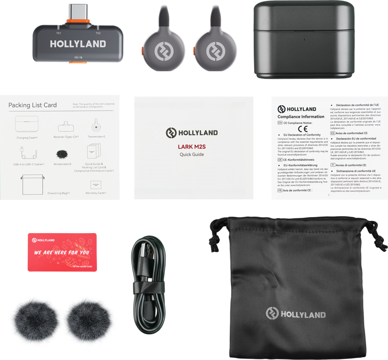 HOLLYLAND LARK M2S Duo Wireless Lavalier Microphone with USB-C Plug (Duo, Space Gray)