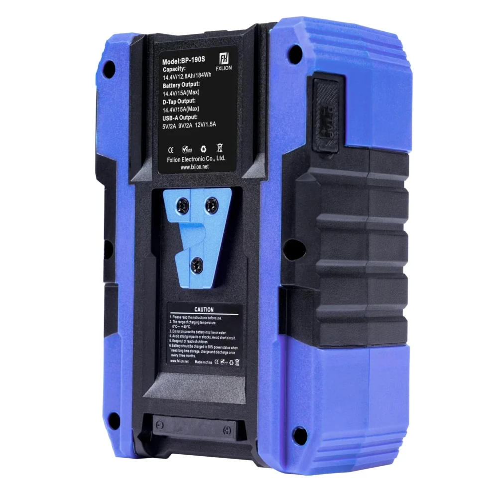 FXLION Cool Black V-Mount Battery, 184Wh, with USB, D-Tap