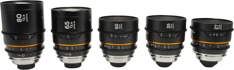 LAOWA Nanomorph S35 Prime 5-Lens Bundle (27+35+50+65+80mm) Amber - Arri PL/Canon EF