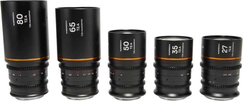 LAOWA Nanomorph S35 Prime 5-Lens Bundle (27+35+50+65+80mm) Amber - Canon RF