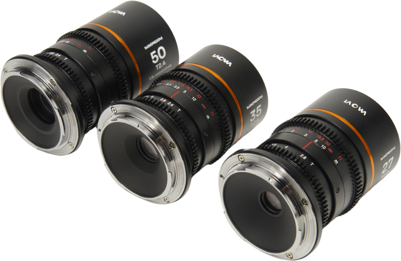 LAOWA Nanomorph S35 Prime 3-Lens Bundle (27mm, 35mm, 50mm) (Amber) - DL