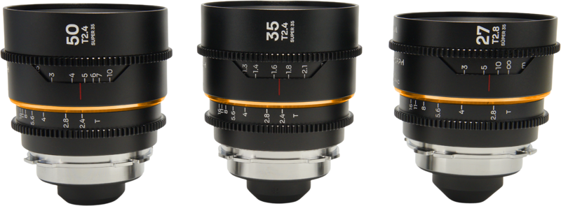 LAOWA Nanomorph S35 Prime 3-Lens Bundle  (27mm, 35mm, 50mm) (Amber) - Arri PL/Canon EF