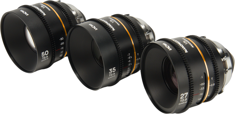 LAOWA Nanomorph S35 Prime 3-Lens Bundle (27mm, 35mm, 50mm) (Amber) - Arri PL/Canon EF