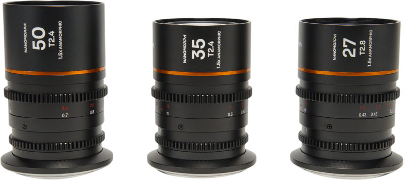 LAOWA Nanomorph S35 Prime 3-Lens Bundle (27mm, 35mm, 50mm) (Amber) - Canon RF