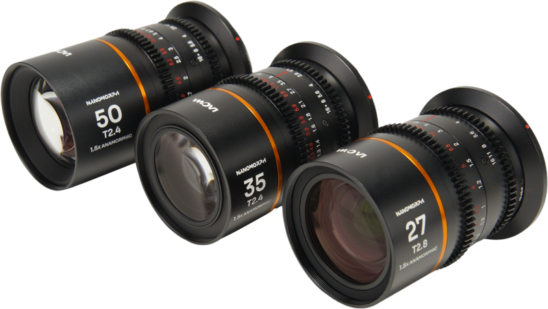 LAOWA Nanomorph S35 Prime 3-Lens Bundle (27mm, 35mm, 50mm) (Amber) - Canon RF