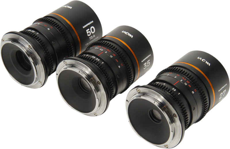 LAOWA Nanomorph S35 Prime 3-Lens Bundle (27mm, 35mm, 50mm) (Amber) - Canon RF