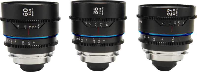 LAOWA Nanomorph S35 Prime 3-Lens Bundle  (27mm, 35mm, 50mm) (Blue) - Arri PL/Canon EF
