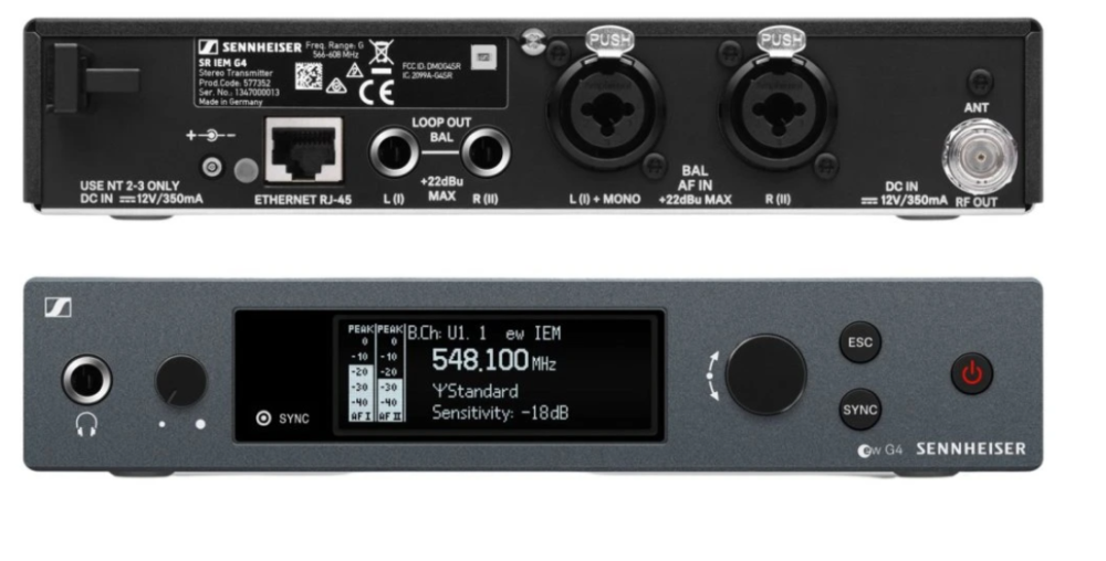 SENNHEISER SR IEM G4 A Transmitter for In Ear Monitoring, 516 - 558 MHz, generation 4, incl. GA3, antenna and power supply