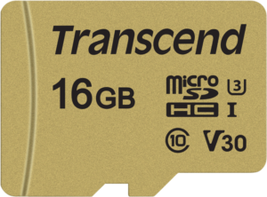 TRANSCEND Gold 500S microSD w/adp (V30) R95/W60 16GB