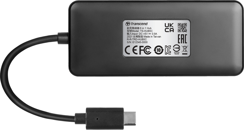 TRANSCEND Cardreader TS-HUB5C 3-port HUB, 1-port PD,SD/microSD (USB-C)