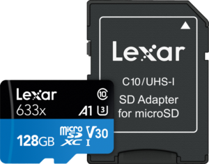 LEXAR microSDXC 633x UHS-I/A1/U3/10 R95/W45MB (V30) 128GB