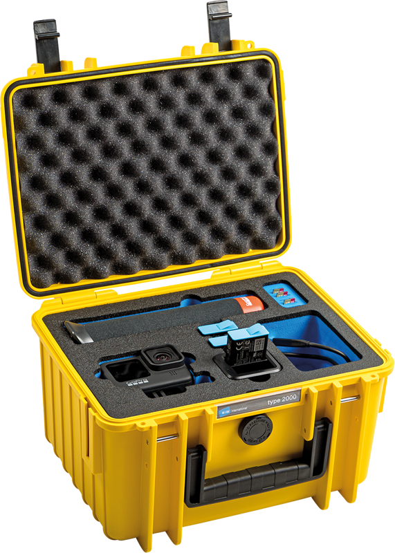 BW Outdoor Case Type 2000 for GoPro Hero 12 (fits even GoPro Hero 9/10/11), charge-in-case, Yellow