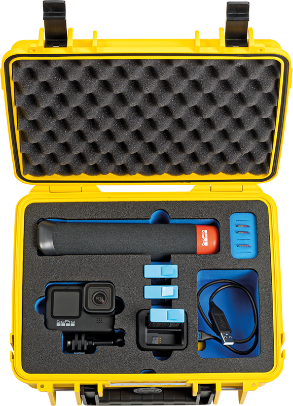 BW Outdoor Case Type 2000 for GoPro Hero 12 (fits even GoPro Hero 9/10/11), charge-in-case, Yellow