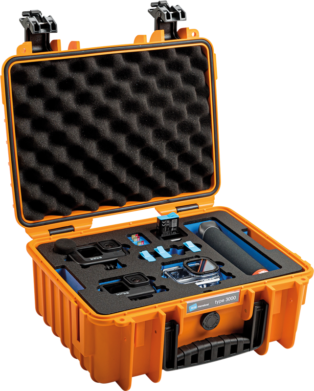 BW Outdoor Case Type 3000 for GoPro Hero 12 (fits even GoPro Hero 9/10/11), charge-in-case. Orange