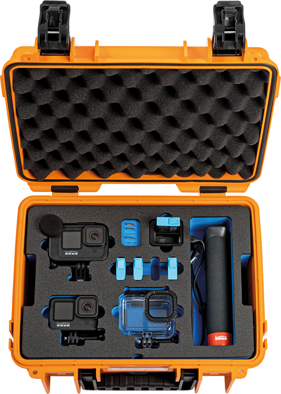 BW Outdoor Case Type 3000 for GoPro Hero 12 (fits even GoPro Hero 9/10/11), charge-in-case. Orange