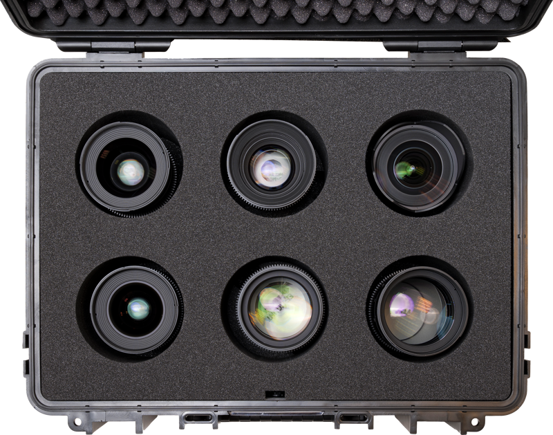 BW Outdoor Cases Type 6000 with custom foam for SAMYANG XEEN lenses