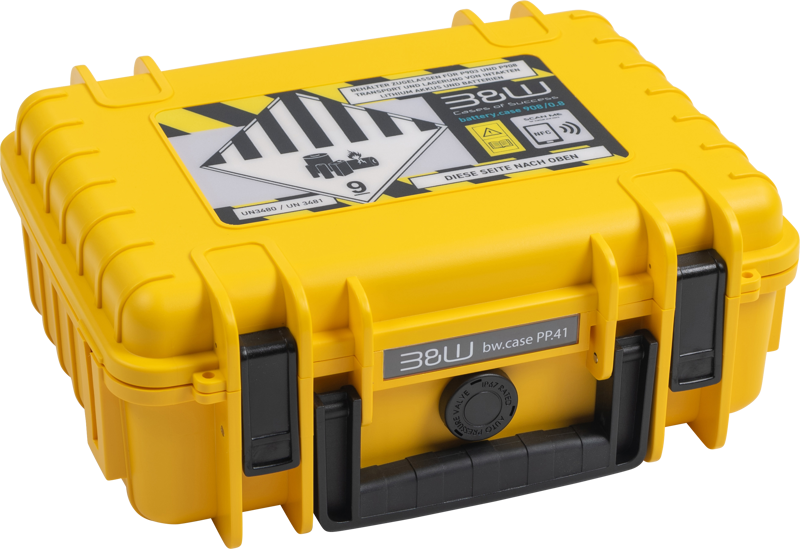 BW Outdoor Battery.case P908.08. Transport & Storage of defective lithium batteries, yellow
