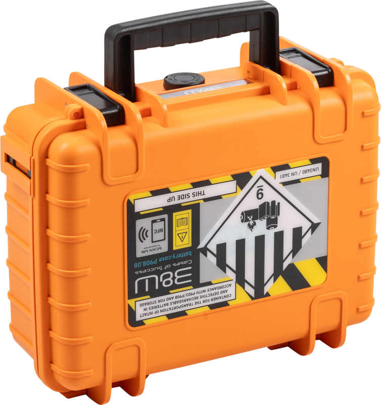 BW Outdoor Battery.case P908.08. Transport & storage of defective lithium batteries, orange