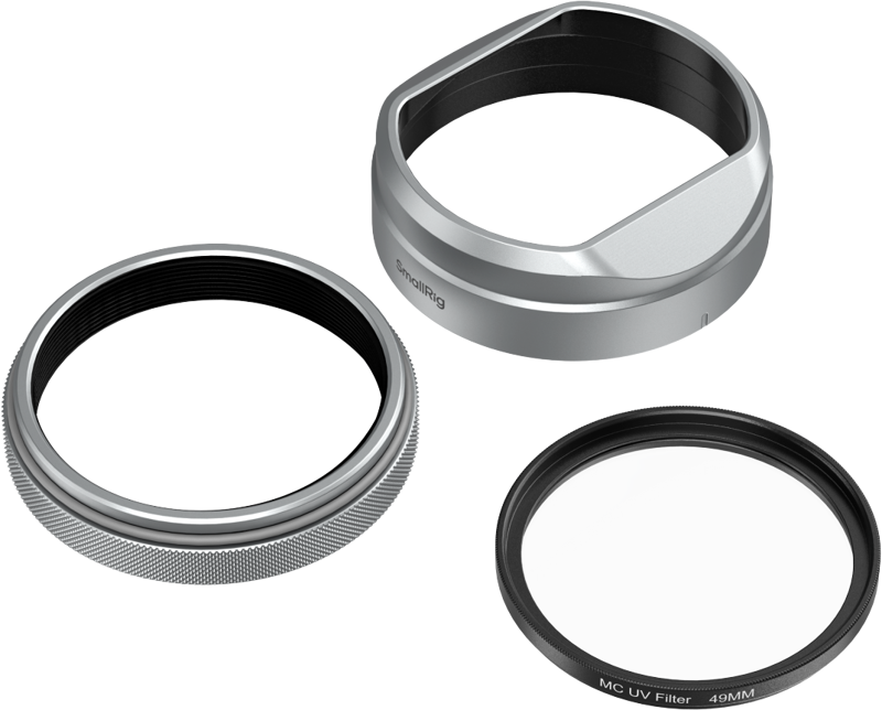 SMALLRIG 5851 UV Filter with Lens Hood Kit for FUJIFILM X100VI / X100V (Silver)