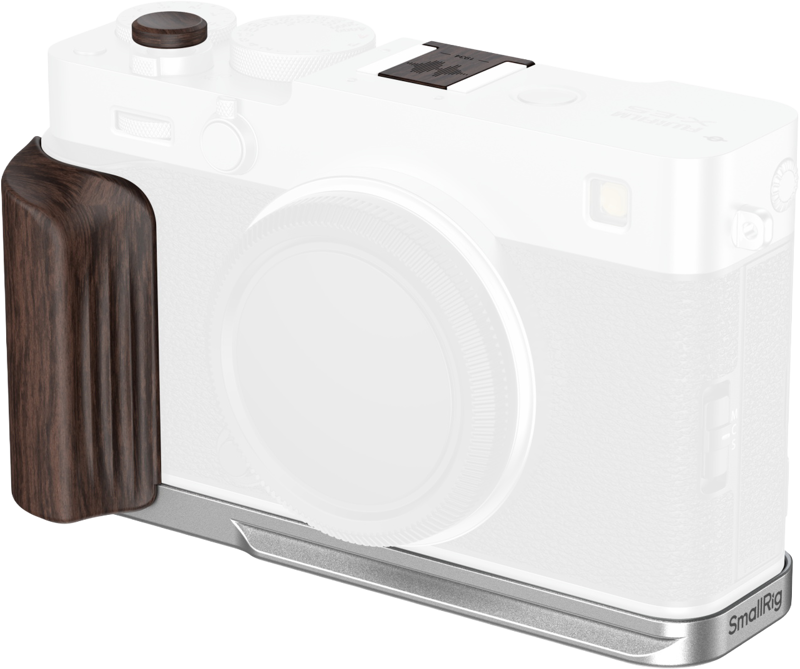 SMALLRIG 6236 L-Shaped Mount Plate with Wooden Handle for FUJIFILM X-E5 (Ebony, Silver)