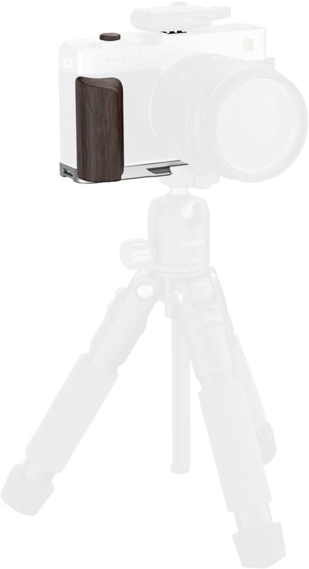 SMALLRIG 6236 L-Shaped Mount Plate with Wooden Handle for FUJIFILM X-E5 (Ebony, Silver)