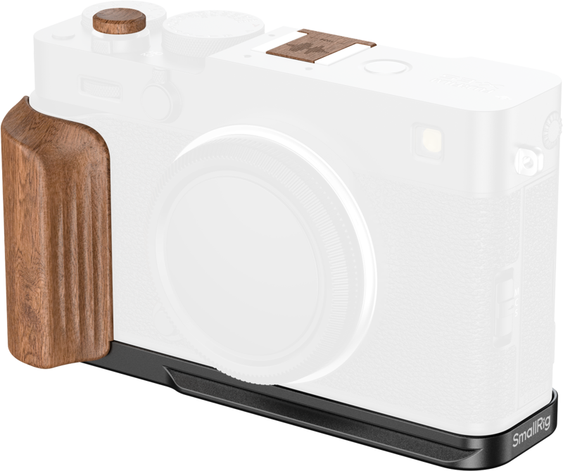 SMALLRIG 5985 L-Shaped Mount Plate with Wooden Handle for FUJIFILM X-E5 (Rosewood, Black)