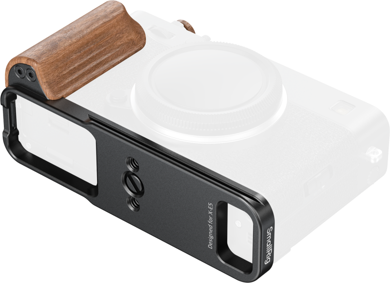 SMALLRIG 5985 L-Shaped Mount Plate with Wooden Handle for FUJIFILM X-E5 (Rosewood, Black)