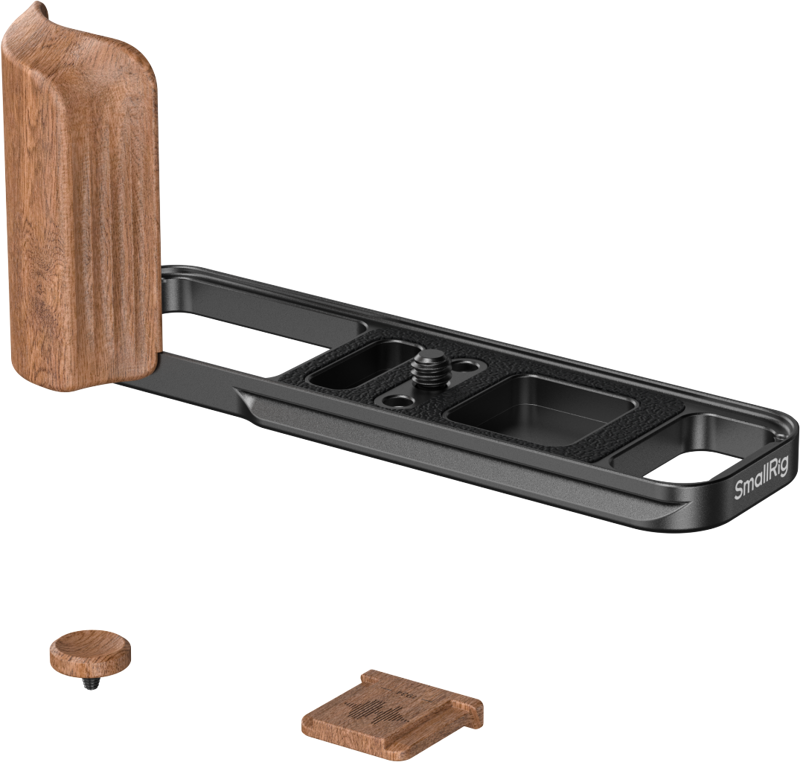 SMALLRIG 5985 L-Shaped Mount Plate with Wooden Handle for FUJIFILM X-E5 (Rosewood, Black)