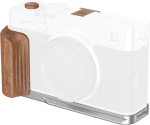 SMALLRIG 5984 L-Shaped Mount Plate with Wooden Handle for FUJIFILM X-E5 (Rosewood, Silver)