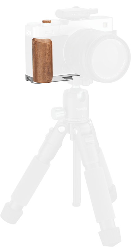 SMALLRIG 5984 L-Shaped Mount Plate with Wooden Handle for FUJIFILM X-E5 (Rosewood, Silver)