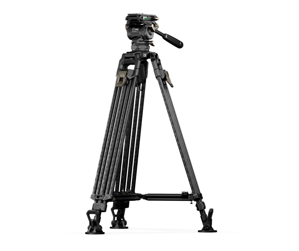 TILTA 75mm Cine Fluid Head with 2-Stage One Touch Carbon Fiber Tripod Legs (8KG) - Space Gray