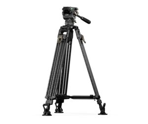 TILTA 75mm Cine Fluid Head with 2-Stage One Touch Carbon Fiber Tripod Legs (8KG) - Space Gray