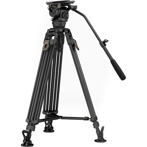 TILTA 75mm Cine Fluid Head with 2-Stage One Touch Carbon Fiber Tripod Legs (12KG) - Space Gray