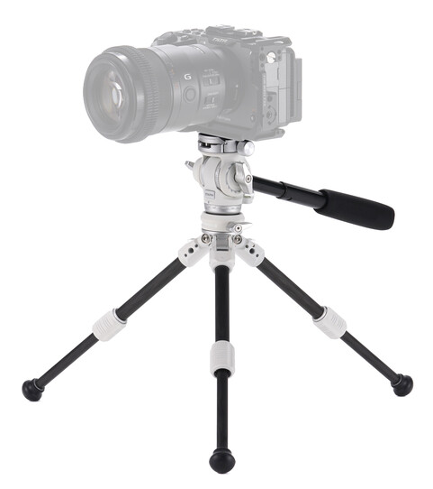 TILTA Tabletop Video Fluid Head with 1-stage Carbon Fiber Legs (3kg) - Snow White