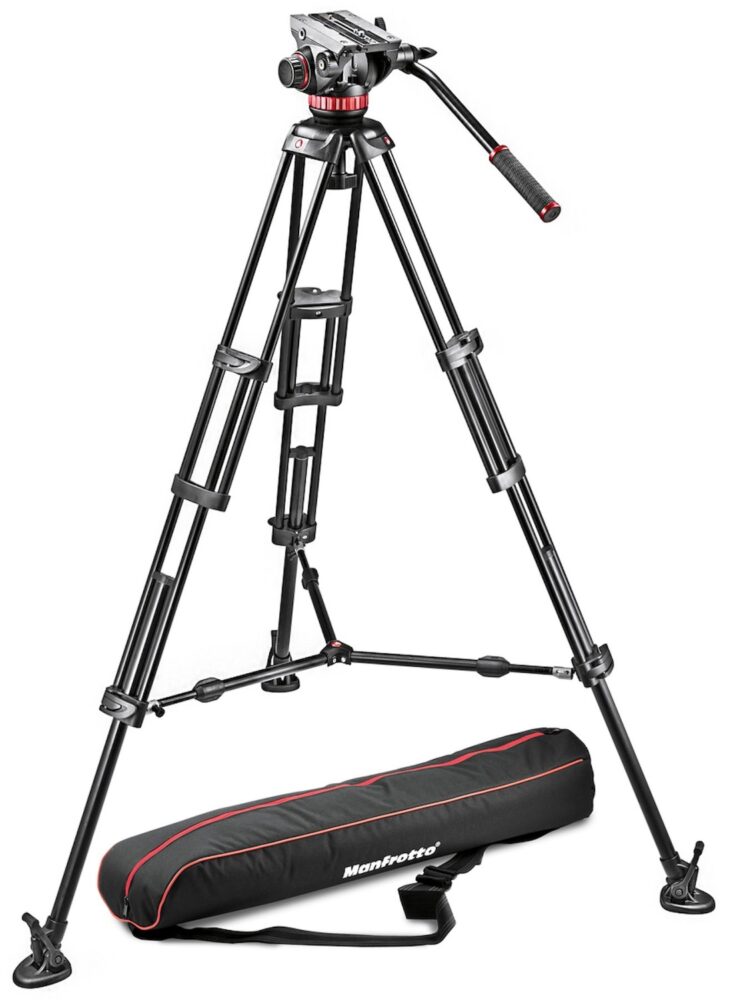 MANFROTTO Tripod with fluid video head, Aluminium