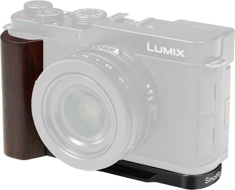 SMALLRIG 5942 L-Shaped Mount Plate with Wooden Handle for Panasonic LUMIX L10 Black