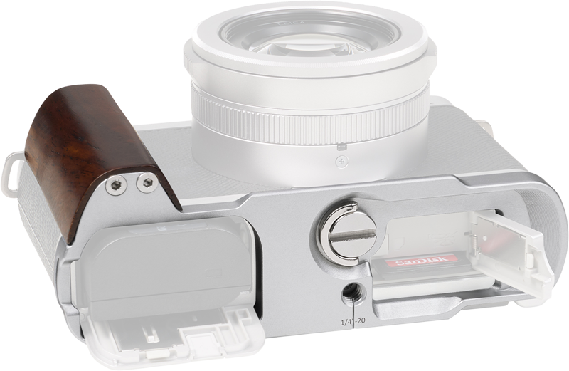 SMALLRIG 5943 L-Shaped Mount Plate with Wooden Handle for Panasonic LUMIX L10 Silver