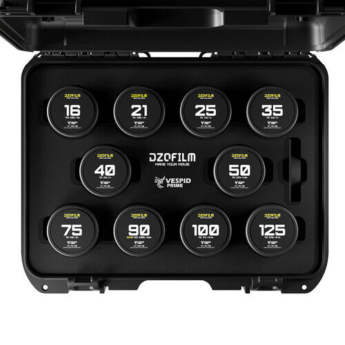 DZOFILM Vespid Prime Cine 10-Lens Kit 16/21/25/35/40/50/75/100/125mm T2.1+Macro 90mm T2.8 PL