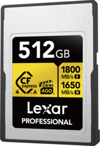 LEXAR CFexpress 4.0 Pro Gold, VPG400/IP68, R1800/W1650/SW1000 (Type A) 512GB